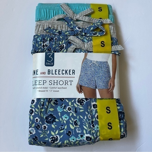 Jane And Bleeker Pack of 3 Sleep Shorts Sz Small 3” Inseam Ditsy Blue NEW - Picture 2 of 7